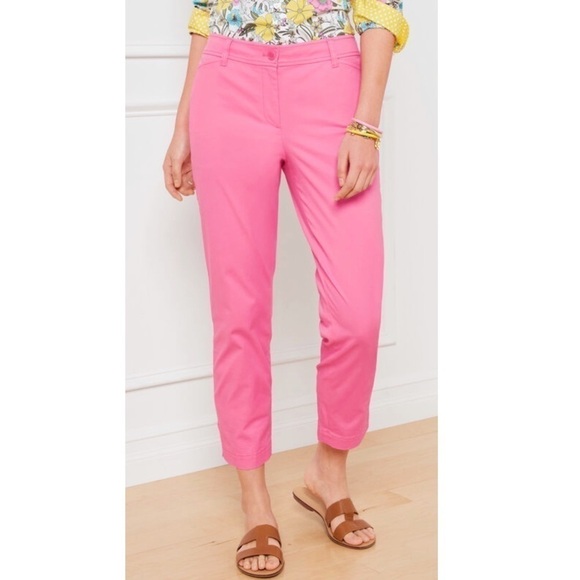 Talbots Pants - NWT Talbots Perfect Crop Aurora Pink Mid Rise Straight Leg Stretch Sz 8 pockets